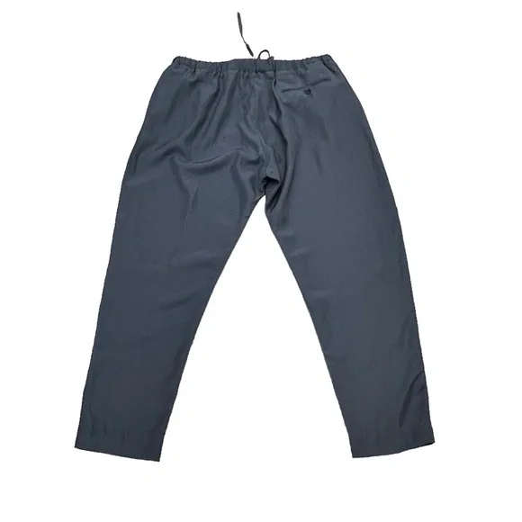 3.1 PHILLIP LIM DARK GRAY DRAWSTRING ELASTIC PAPER BAG WAIST TAPERED LEG PANTS